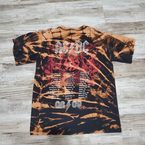 ACDC Black Ice Tour Shirt Reverse Tye Dye Shirt Size Small Hand Tye Dyed - Picture 2 of 4